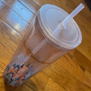 Starbucks Clear Pink Tumbler with Gold Logo and Castle Accent